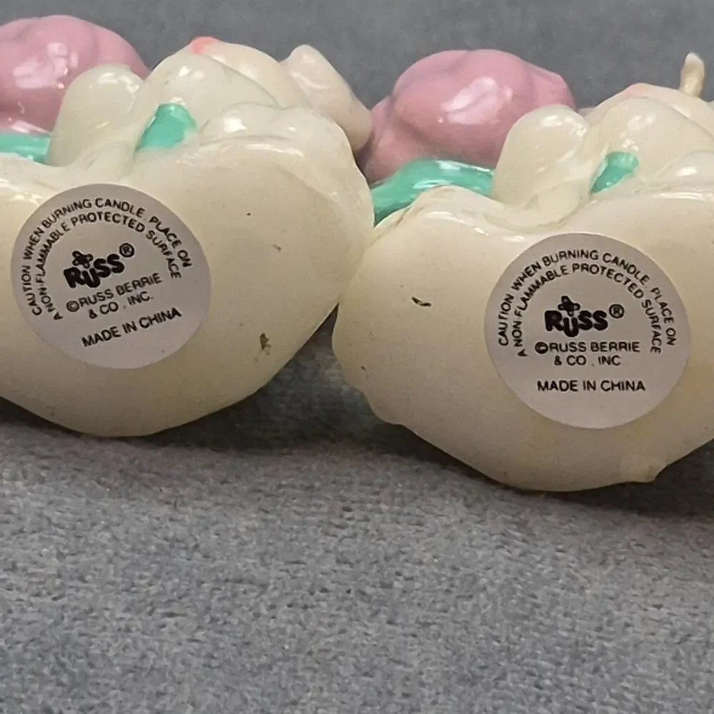RUSS Lot of 6 Vintage Easter Bunny Wax Mini Candles Unused 2